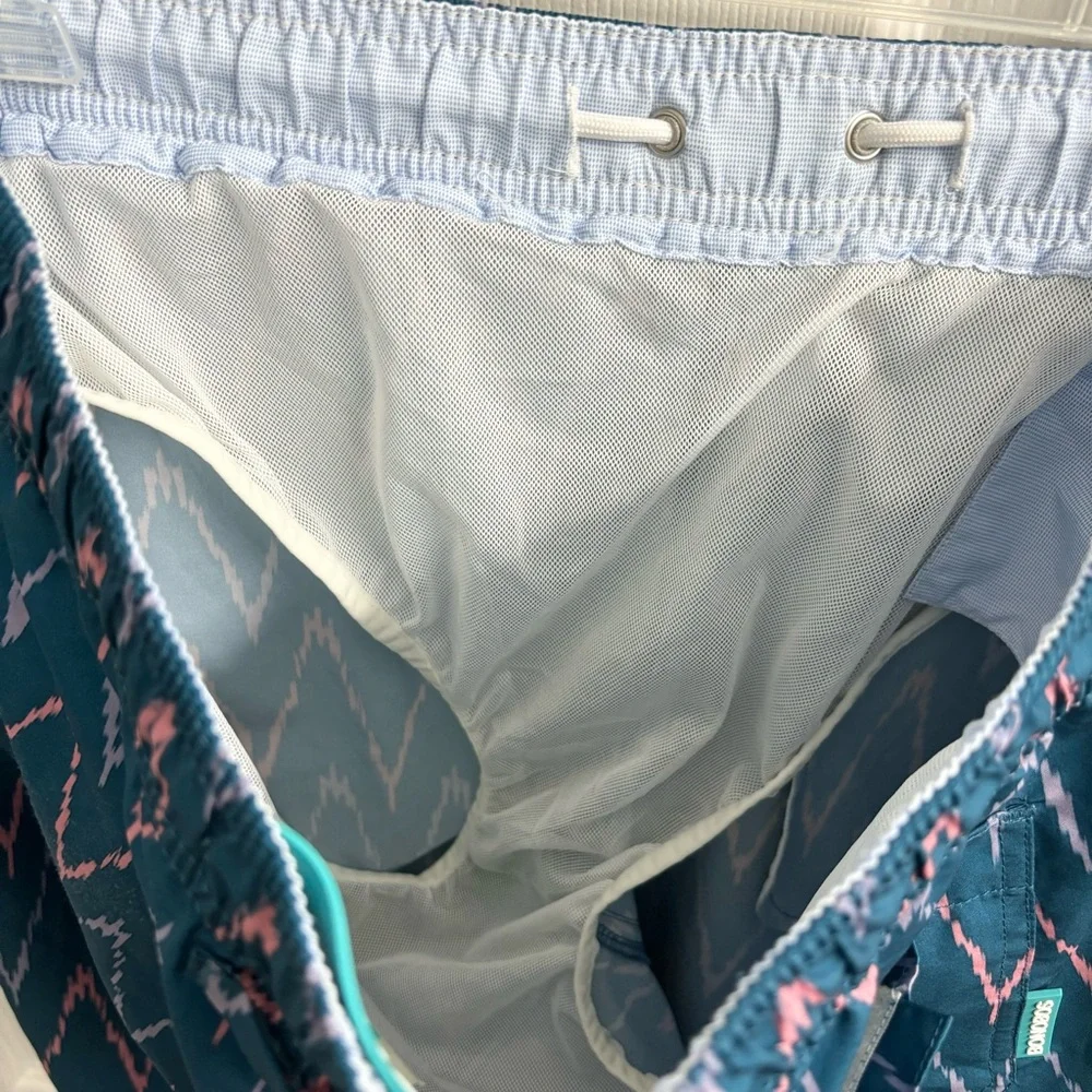 Bonobos Swim Shorts Blue Chevron Trunks Men’s Small 9” Inseam